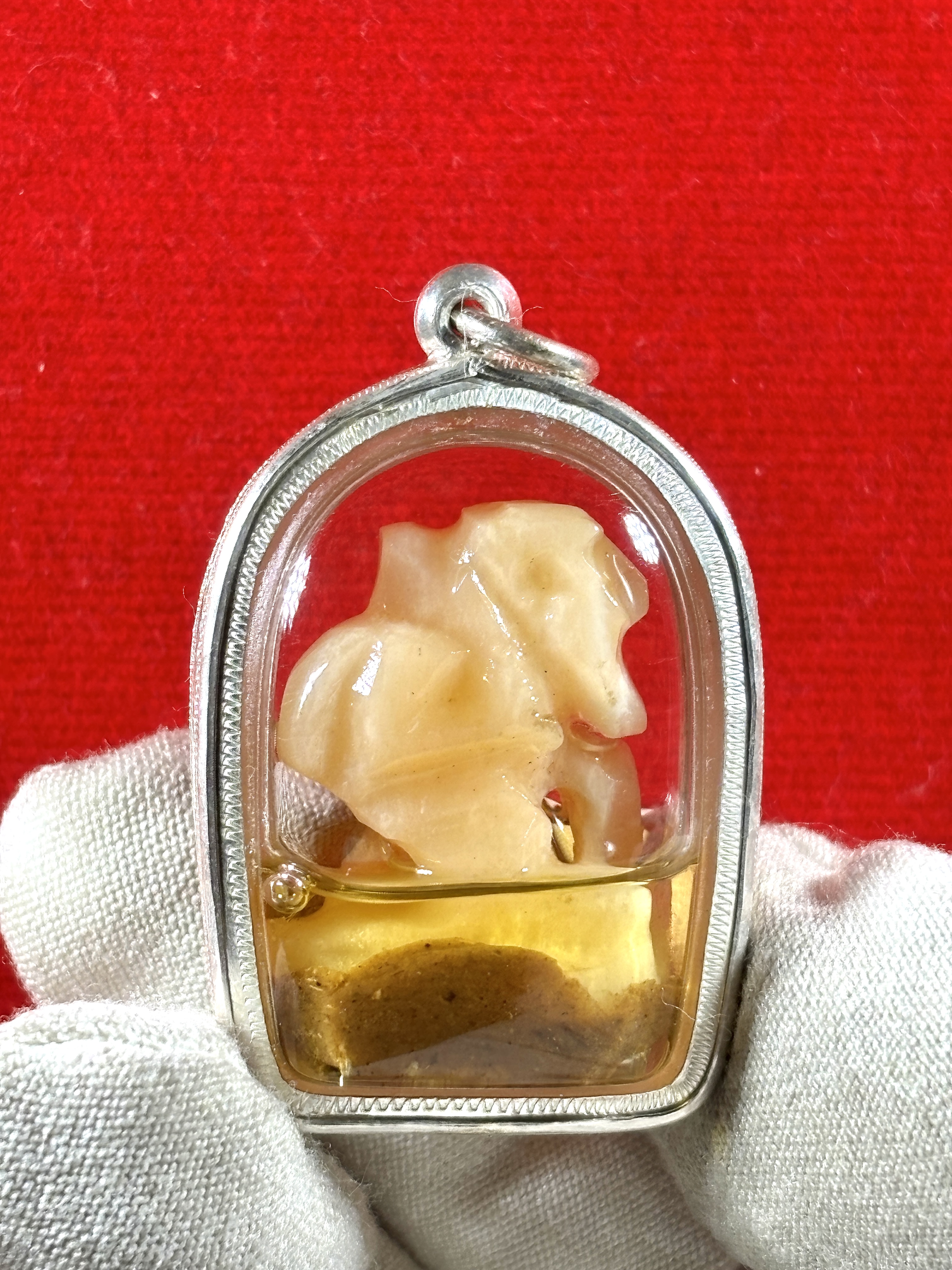 Jin Thai Fo Pai - 徐祝老人庙阿赞锭羊角手刻泡油版徐祝老人(纯银特殊壳)
