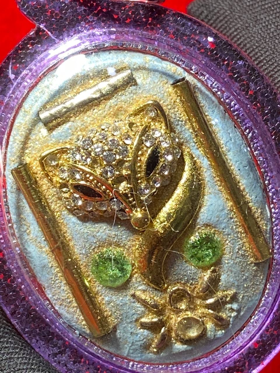 LUANG PHOR CHIAM龙婆迁男九尾狐仙款式1（葱粉紫防水壳）现物实拍 | Jin Thai Fo Pai