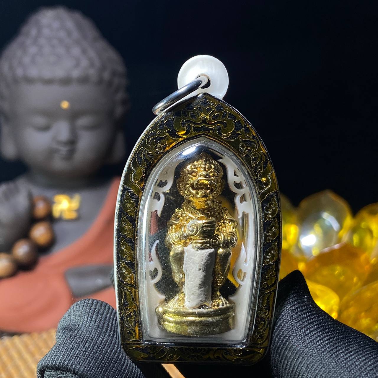 ARCHAN WEE阿赞魏神猴哈努曼小立尊黄铜版（镭射金边亚克力防水壳）
 | Jin Thai Fo Pai