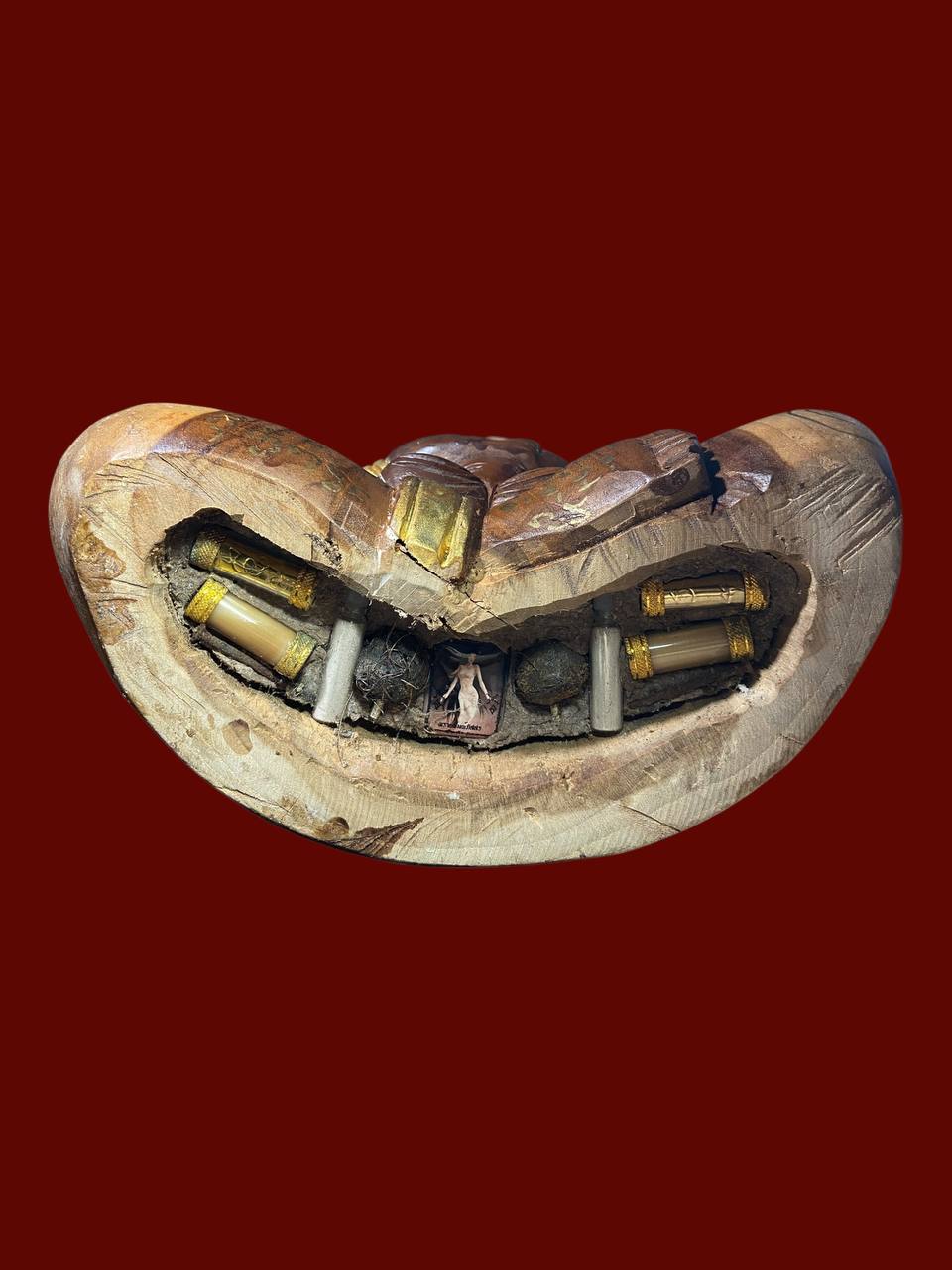 古法木雕 × 双师心力｜阿赞Daeng + 阿赞Rich 红眼帕罂供奉型（现物实拍） | Jin Thai Fo Pai