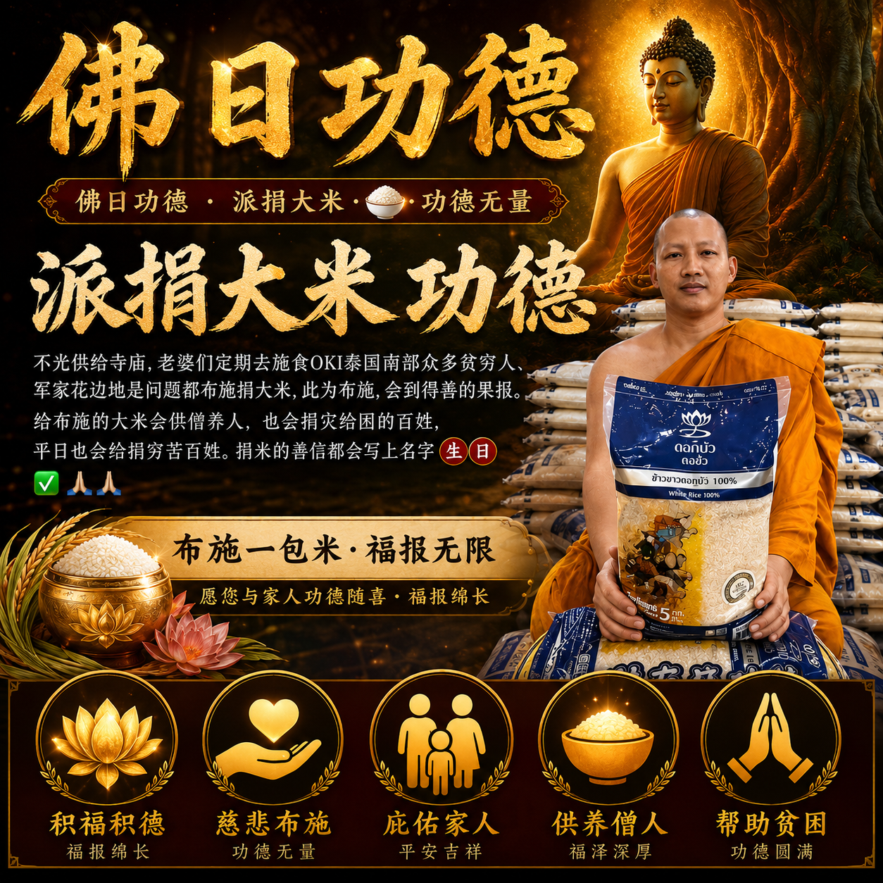 Jin Thai Fo Pai - 泰国佛日捐大米/1包