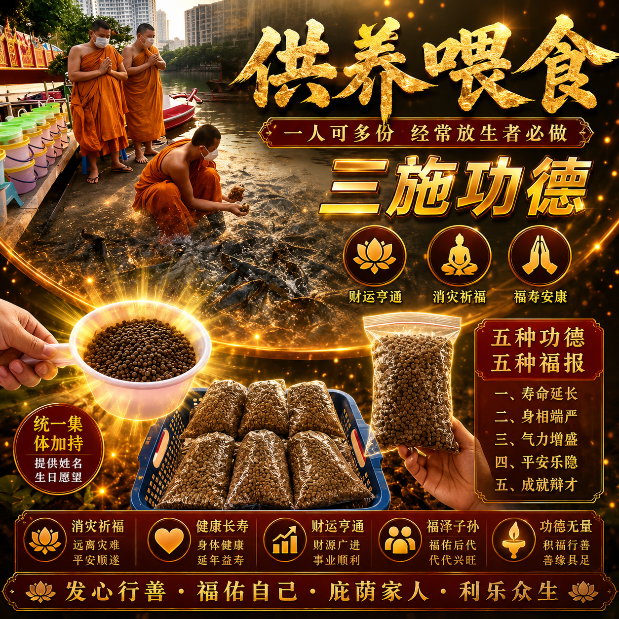 Jin Thai Fo Pai - 泰国佛日捐鱼粮十龟粮/1份