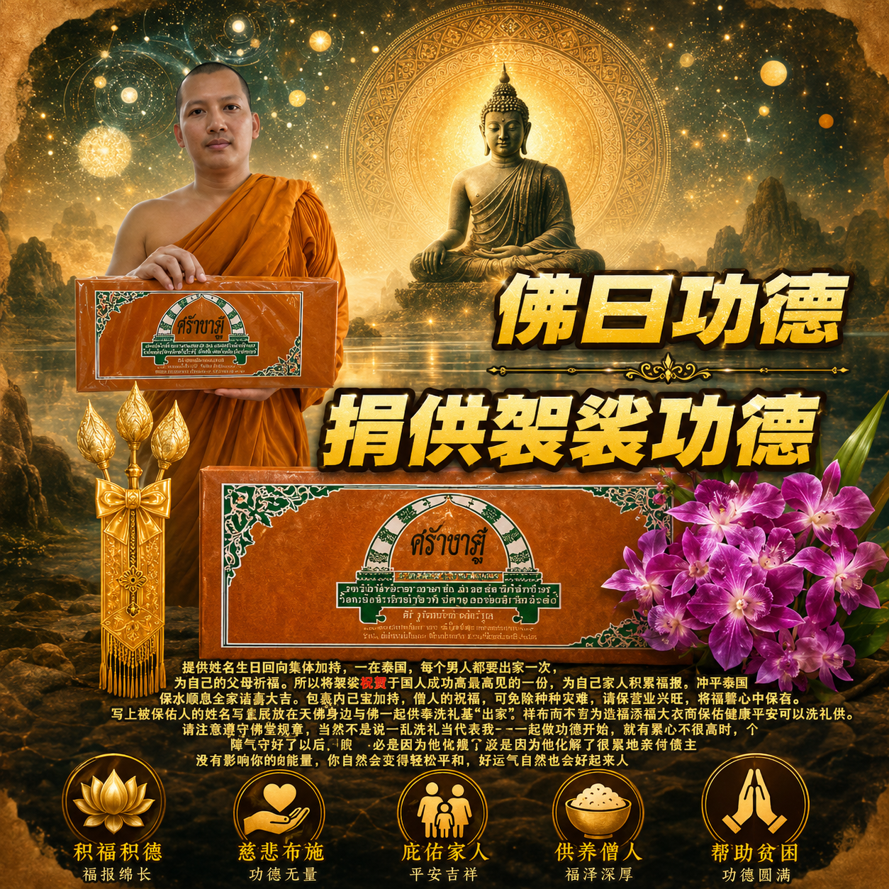 Jin Thai Fo Pai - 泰国佛日捐供袈裟/1份