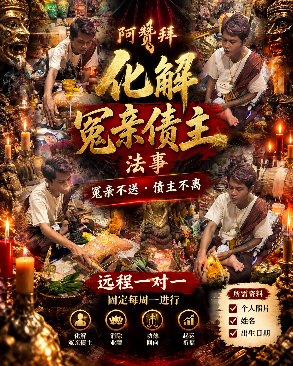 阿赞拜化解冤亲债主法事｜远程一对一·功德回向·起运祈福 | Jin Thai Fo Pai