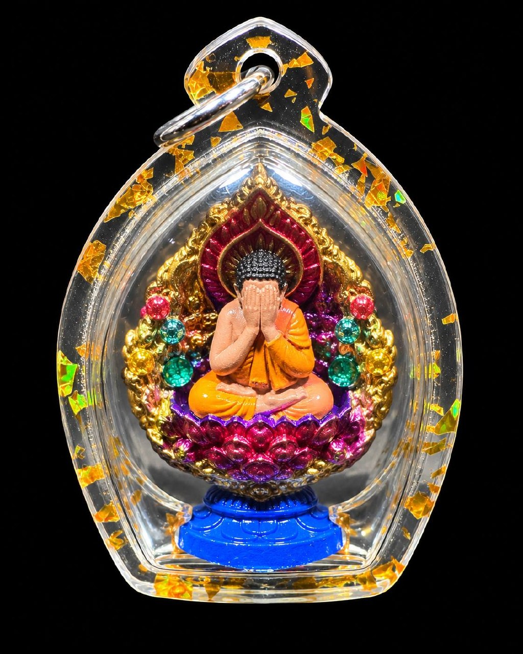 龙婆多 LP TOH｜佛历2566那达那掩面必打佛 Phra Pidta｜Wat Tham Singto Thong·立体小立尊·Longya彩绘·底部Na Tha Na符文 | Jin Thai Fo Pai
